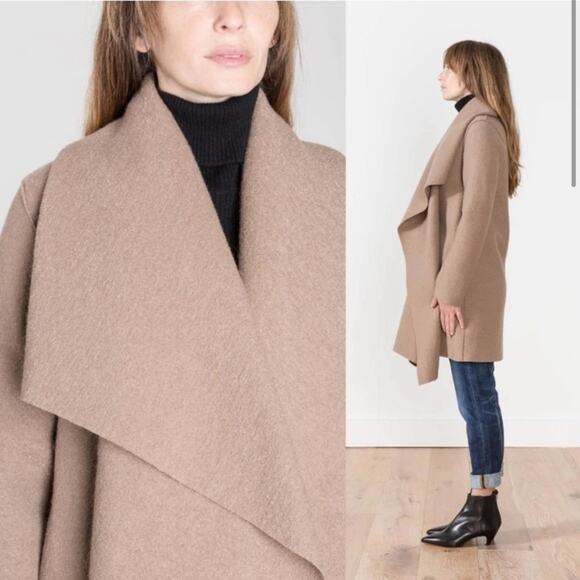 Harris Wharf London Virgin Wool Draped Blanket Coat in Camel Tan Size US 8 - Picture 2 of 8
